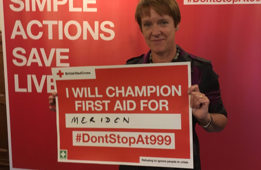 Don't stop at 999 - Caroline backs Red Cross Campaign in Parliament