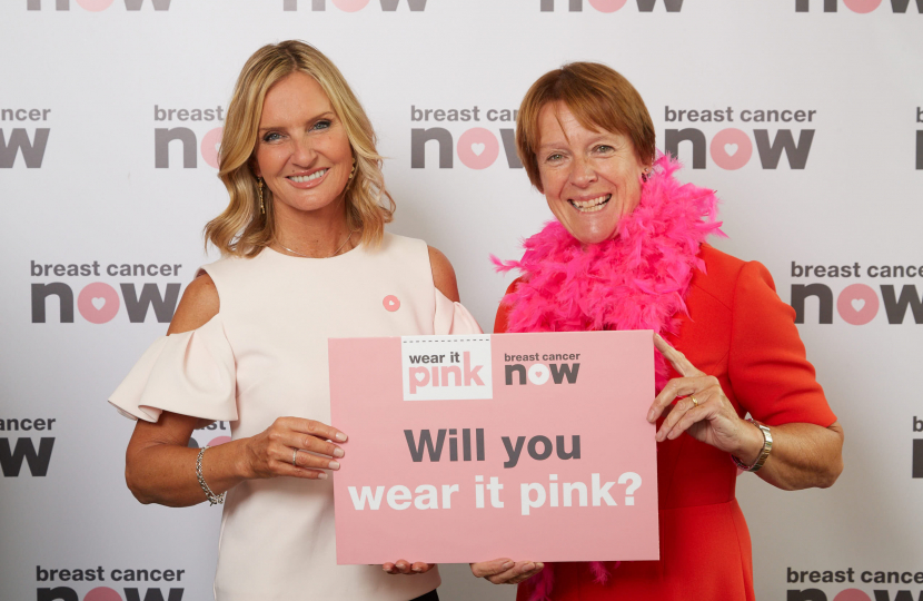Dame Caroline Spelman 'wears it pink' for Breast Cancer Now