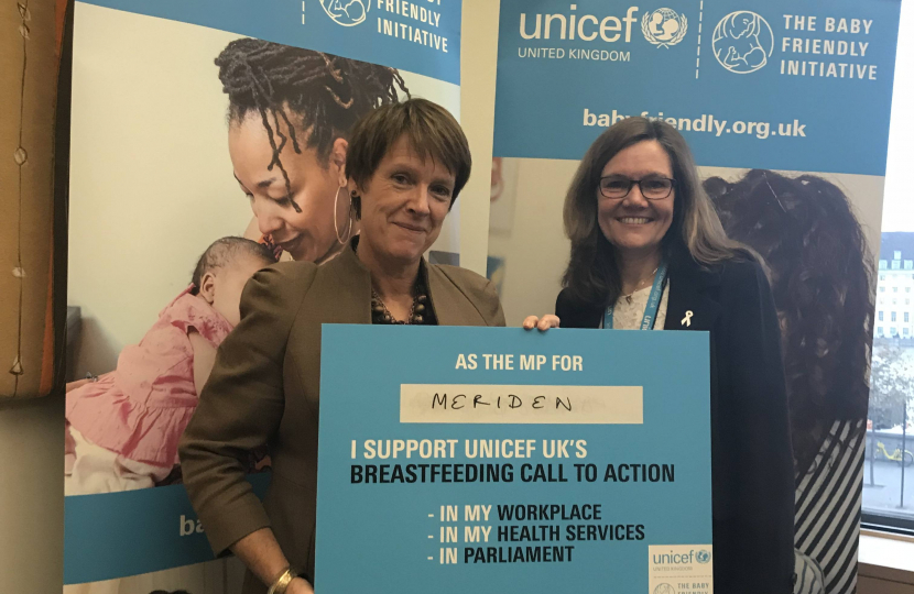 Dame Caroline Spelman MP has today backed the Unicef UK Baby Friendly Initiative