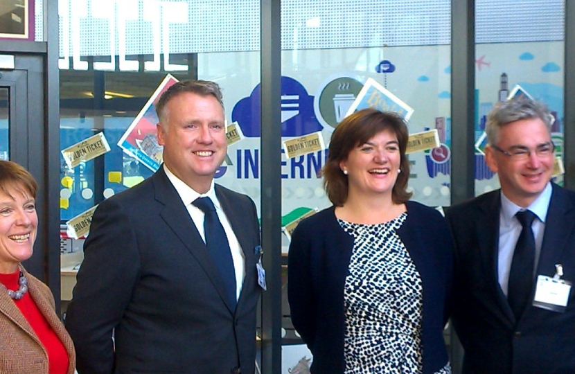 Dame Caroline and Julian Knight visit local Schools with the then Education Secretary, Nicky Morgan.
