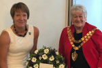 Dame Caroline Solihull Mayor, Cllr Flo Nash, with the wreath