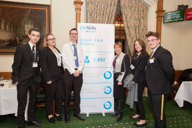 Caroline meets pupils from Park Hall Academy at the LifeSkills reception in Parliament