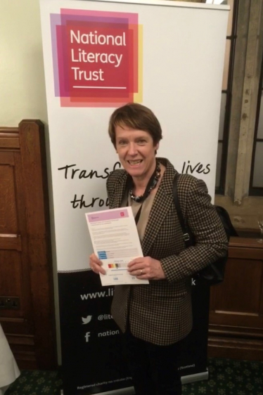 Dame Caroline supporting the NLT campaign to raise awareness of tackling poor literacy skills