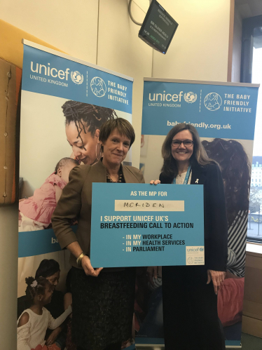 Dame Caroline Spelman MP has today backed the Unicef UK Baby Friendly Initiative